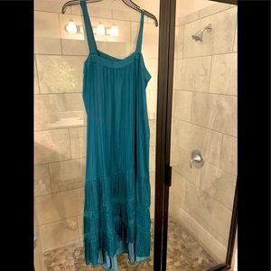 Anthropologie NWT teal blue maxi dress